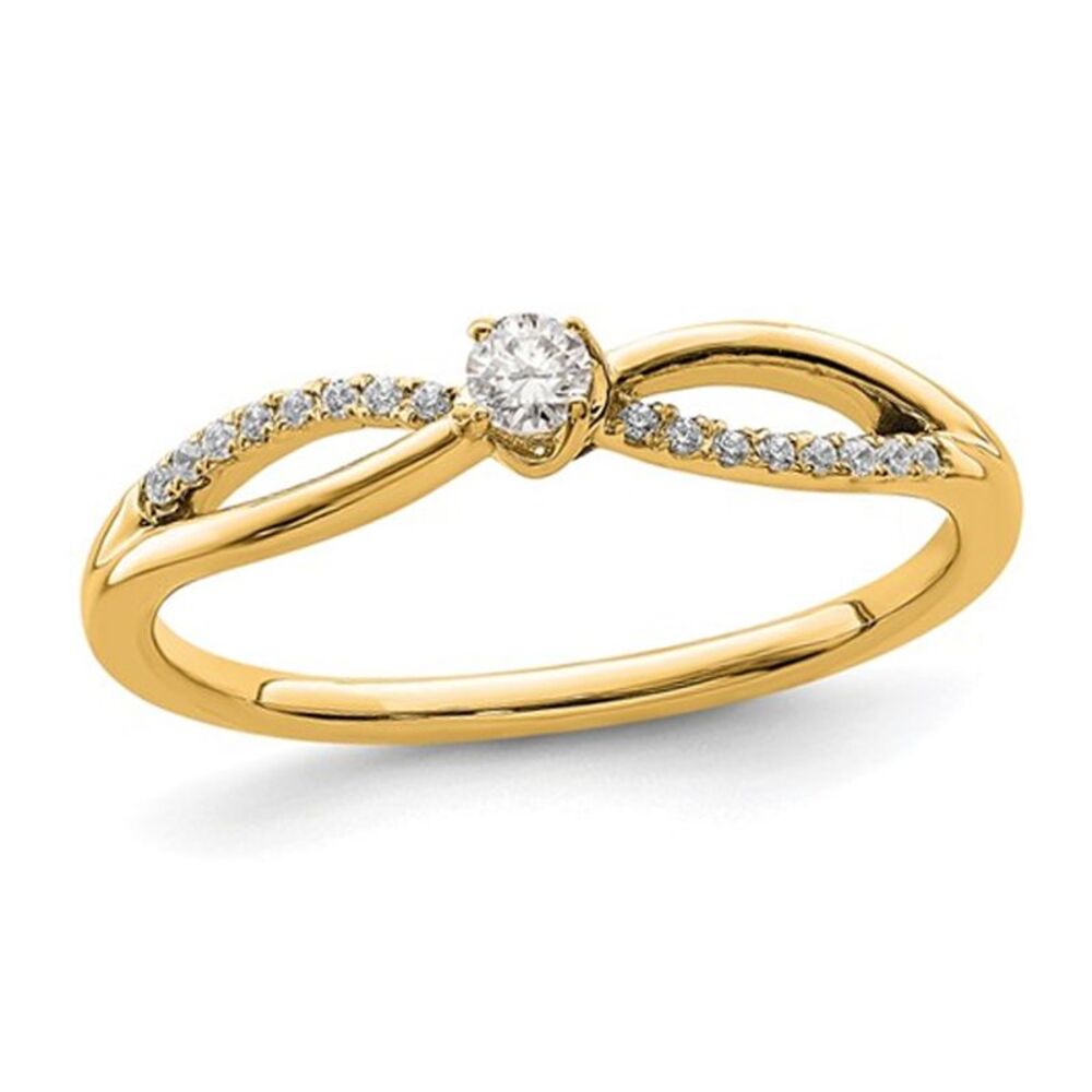 14K Yellow Gold Promise Ring with 1/8 Carat (SI,G+) Lab Grown DiamondsDiamonds